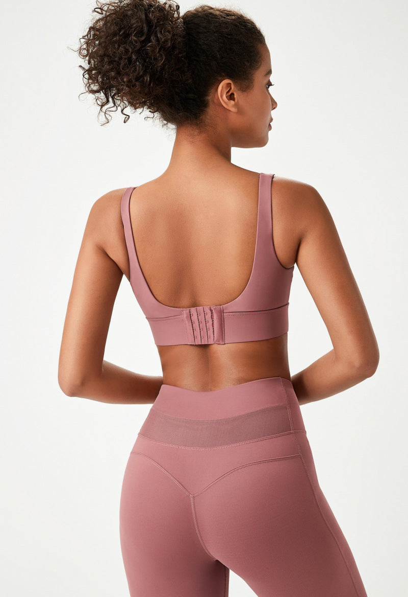 Sports Bra Women Buckle Yoga Bra Fixed Cup Sports Bra Fitness Vest