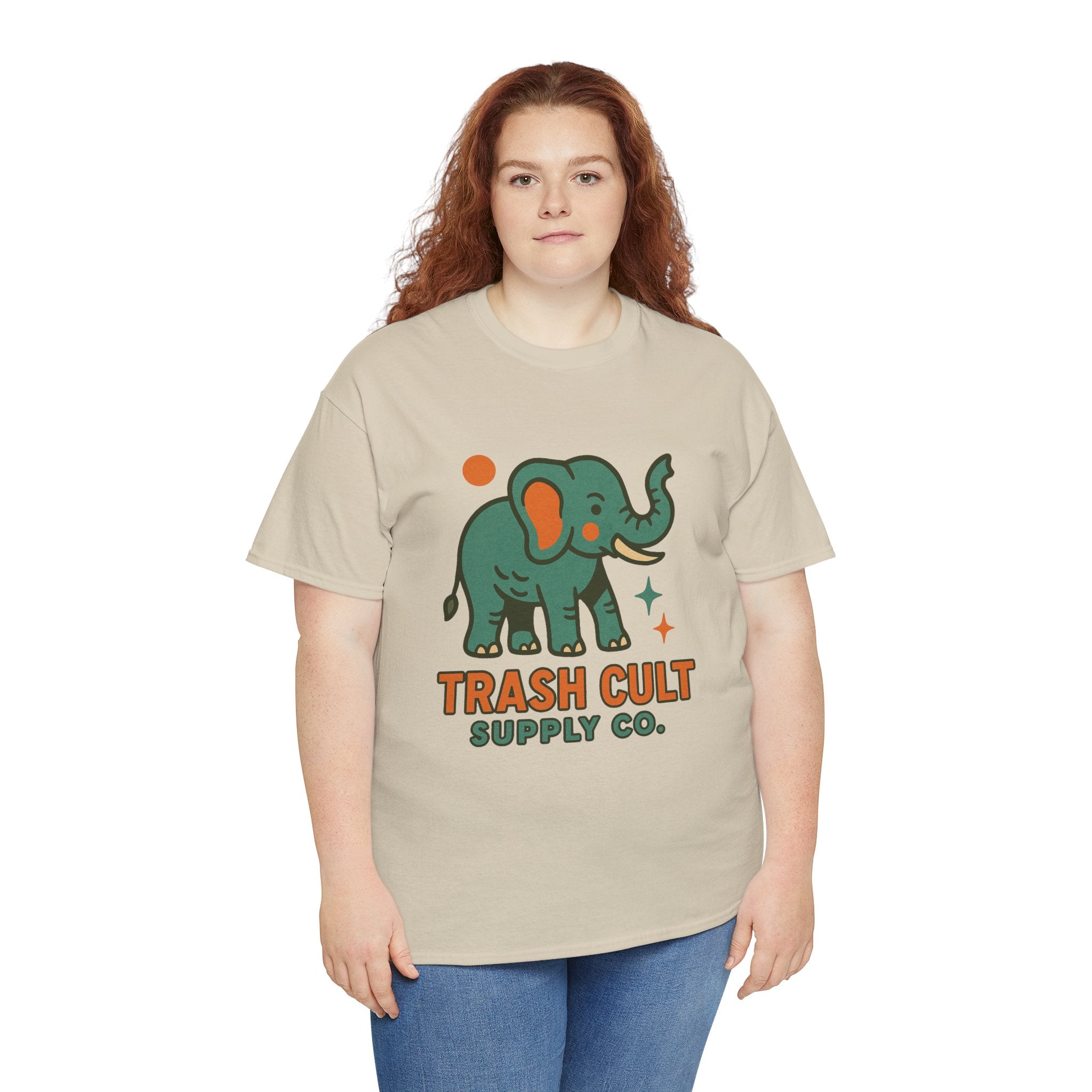 Trash Cult Elephant Unisex Heavy Cotton Tee, Eco-Friendly Shirt, Cool Casual Tee, Gift for Animal Lovers, Vintage Style T-Shirt