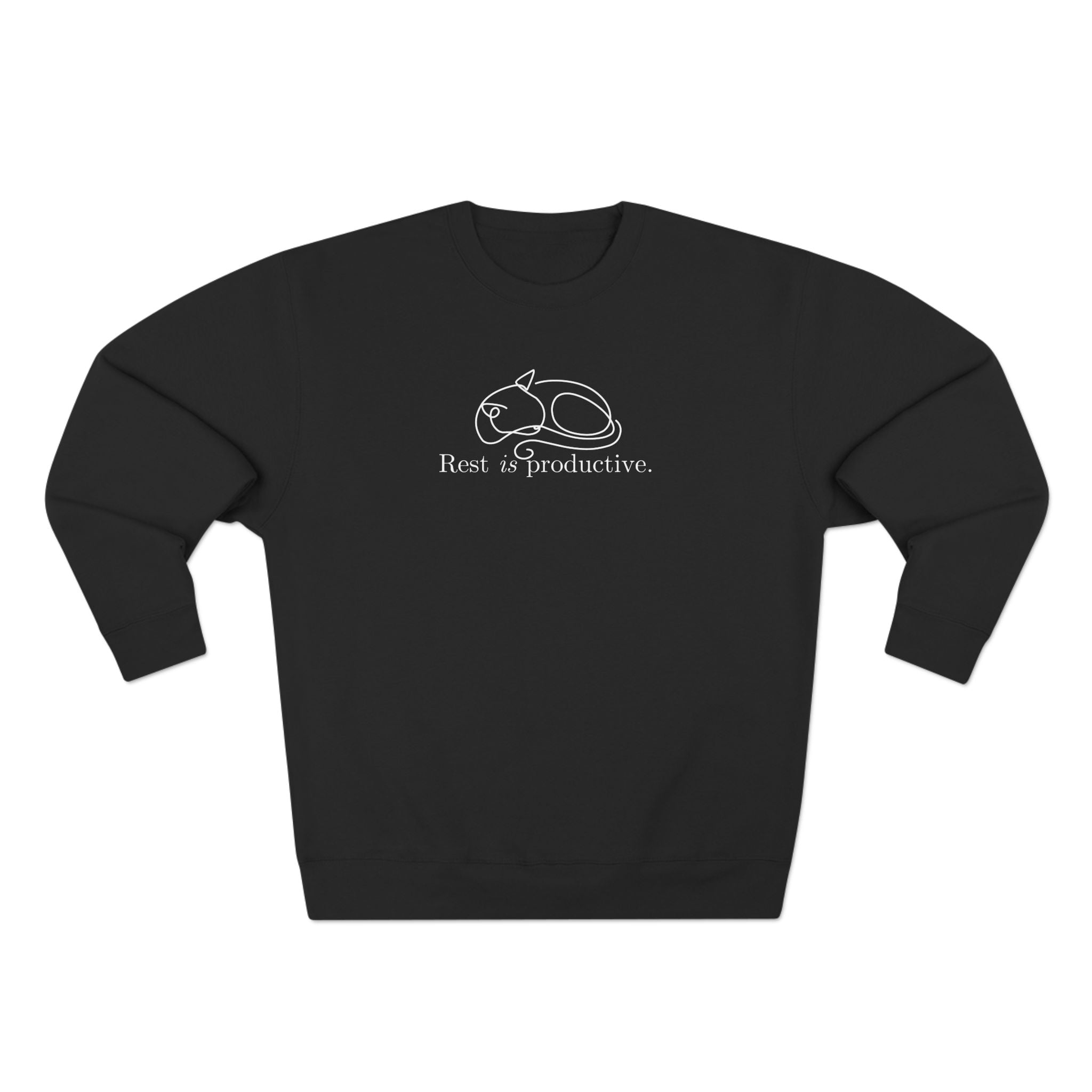 “Rest Is Productive” Minimalist Cat Sweatshirt – Comfort Fleece Pullover