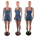 Denim Slim Fit Slimming Jumpsuit Spray White Ripped Jumpsuit Denim Shorts