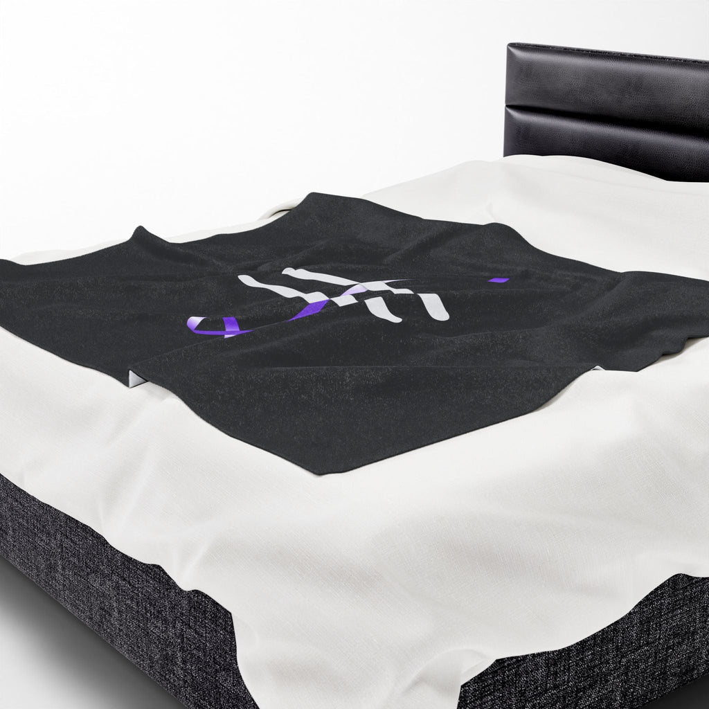 “Pause” Epilepsy Awareness Velveteen Blanket – Purple Ribbon Pause Symbol