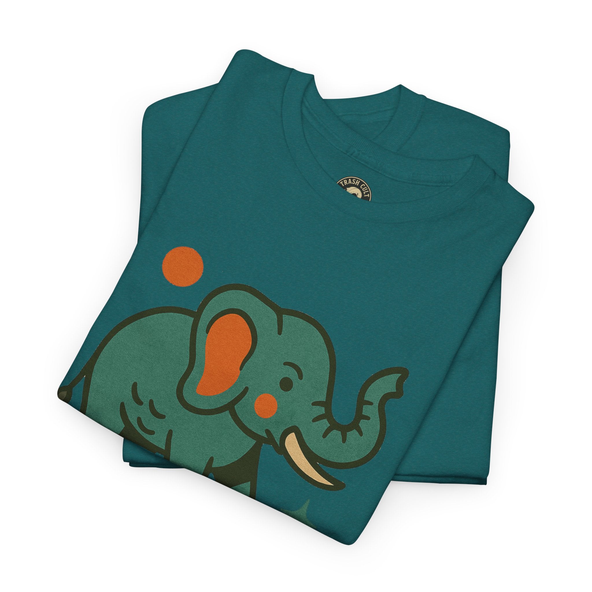 Trash Cult Elephant Unisex Heavy Cotton Tee, Eco-Friendly Shirt, Cool Casual Tee, Gift for Animal Lovers, Vintage Style T-Shirt