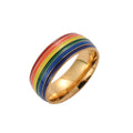 Fashion Rainbow Pride Ring Women Men Gay Lesbian LGBT Stainless Steel