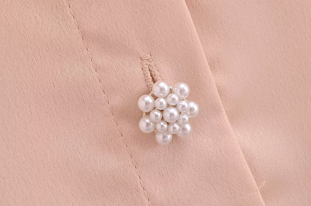Autumn Casual Women Ruffles Collared Long Sleeve Jewelry Fastener Decoration Solid Color Blouse Top