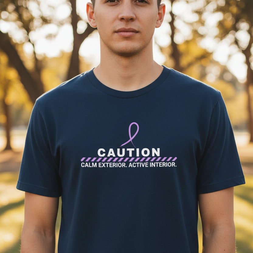 Caution: Calm Exterior. Active Interior. – Epilepsy Awareness T-Shirt