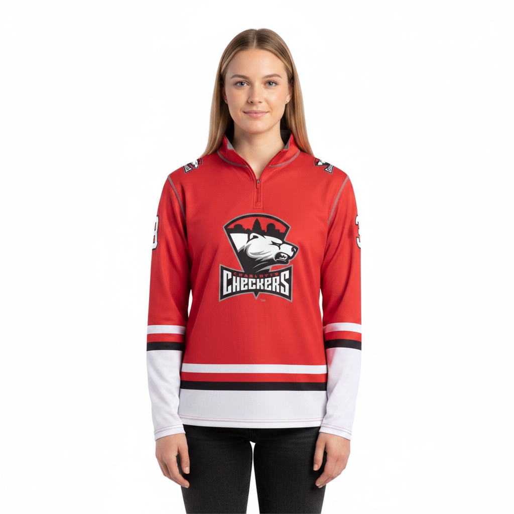 Charlotte Checkers AHL Licensed Replica Jersey Performance 1/4 Zip