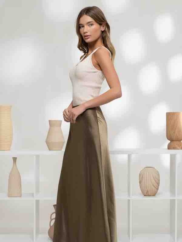 V Neck Sweater Knit Tank - Oatmeal