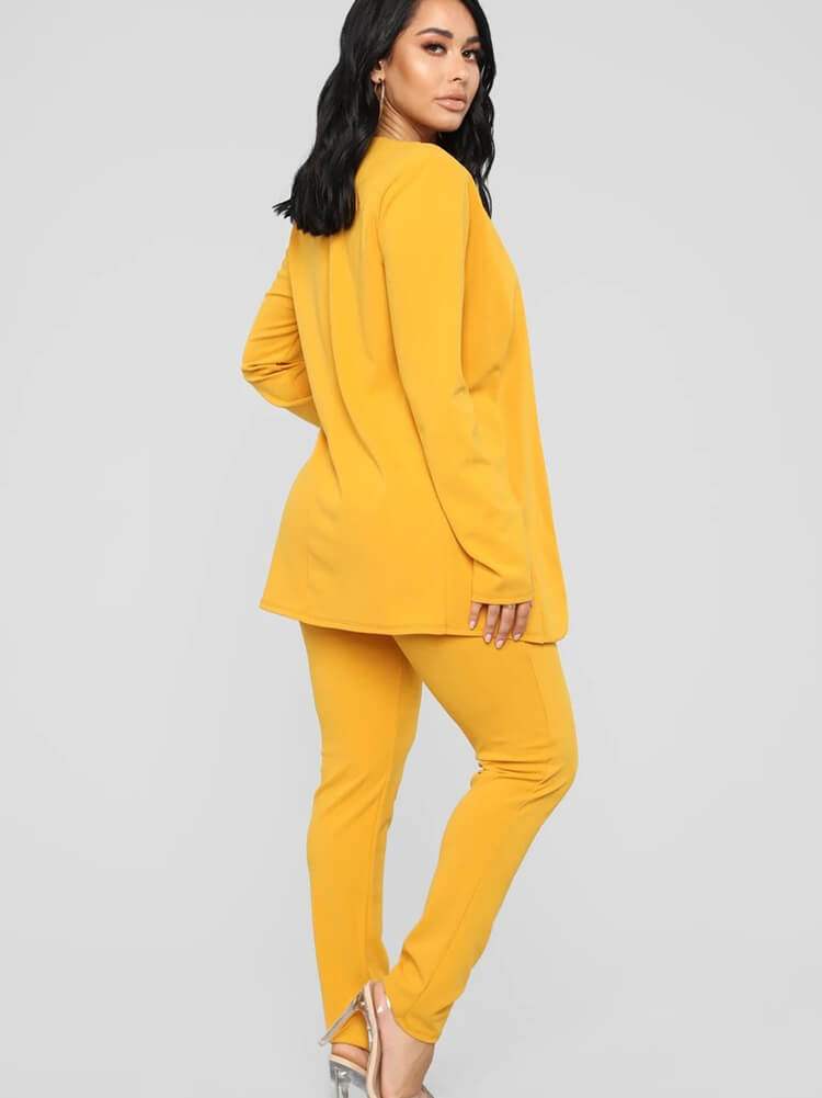 Yellow Long Sleeves Blazer & Long Pants