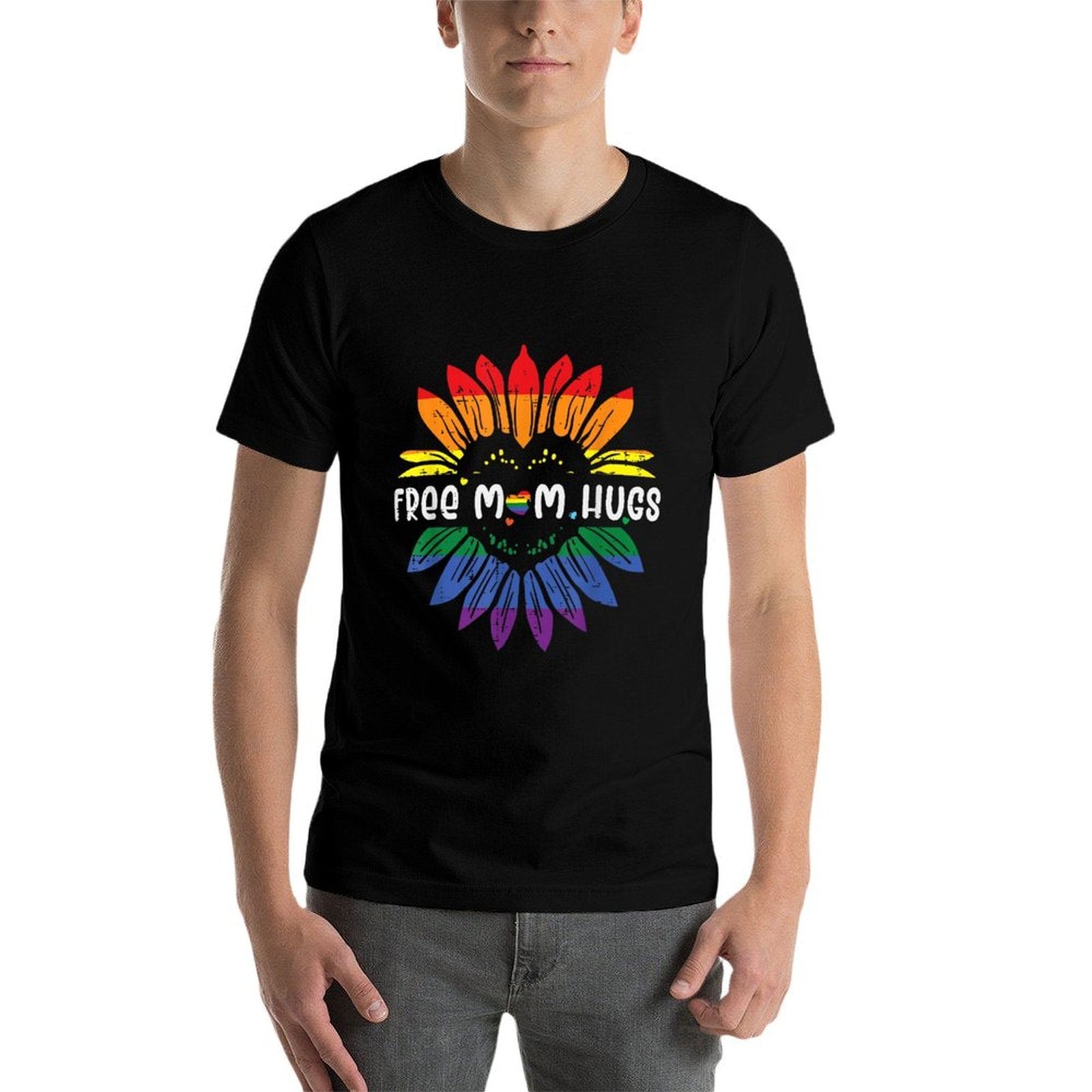 Gay Pride Free Mom Hugs Sunflower Rainbow Lgbtq Mama  Versatile T-Shirt