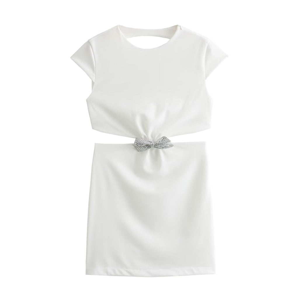 Women Jewelry Bowknot Decoration Backless Dress