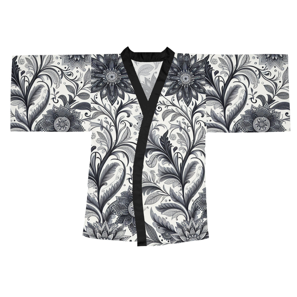 Elegant Floral Long Sleeve Kimono Robe, Stylish Lounge Wear, Perfect for Relaxation, Gift for Her, Home Spa Essentials, Beautiful Design