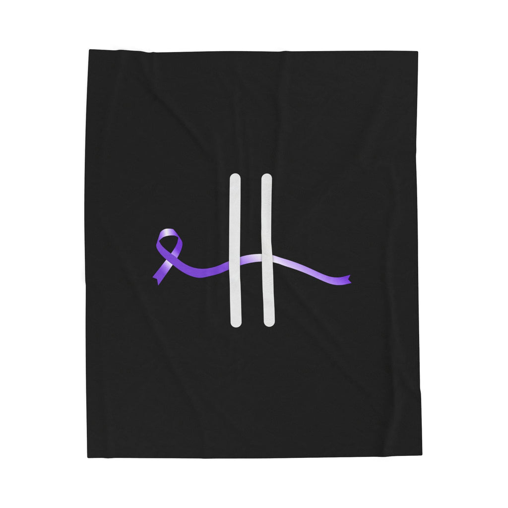 “Pause” Epilepsy Awareness Velveteen Blanket – Purple Ribbon Pause Symbol