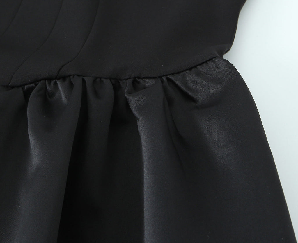 Women Solid Color Frill Strap Slim Fit Patchwork Casual Sling Dress