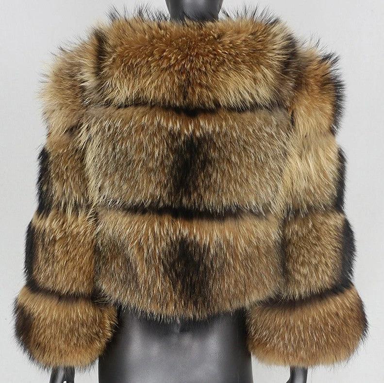 Stitching short coat fluffy long sleeve women