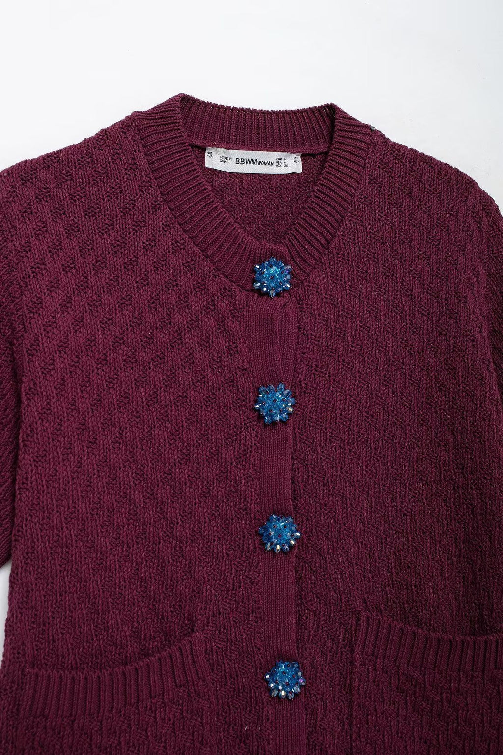 Autumn Women Street Jewelry Button Decoration Knitted Coat