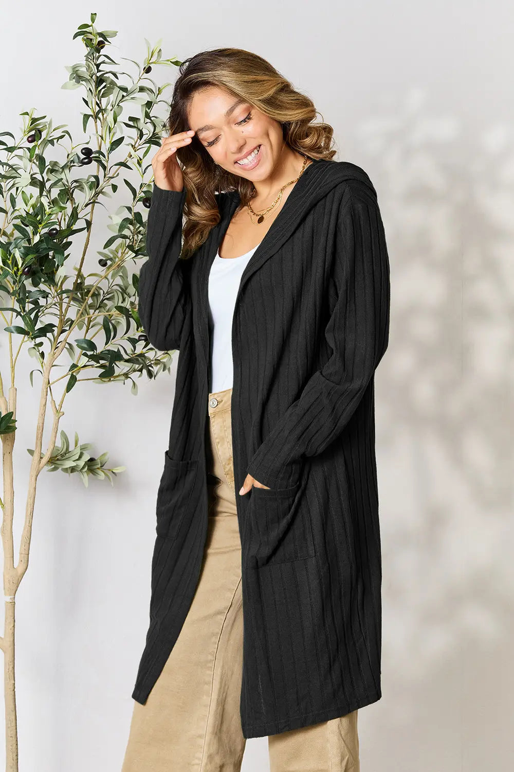 Basic Bae Full Size Hooded Cardigan