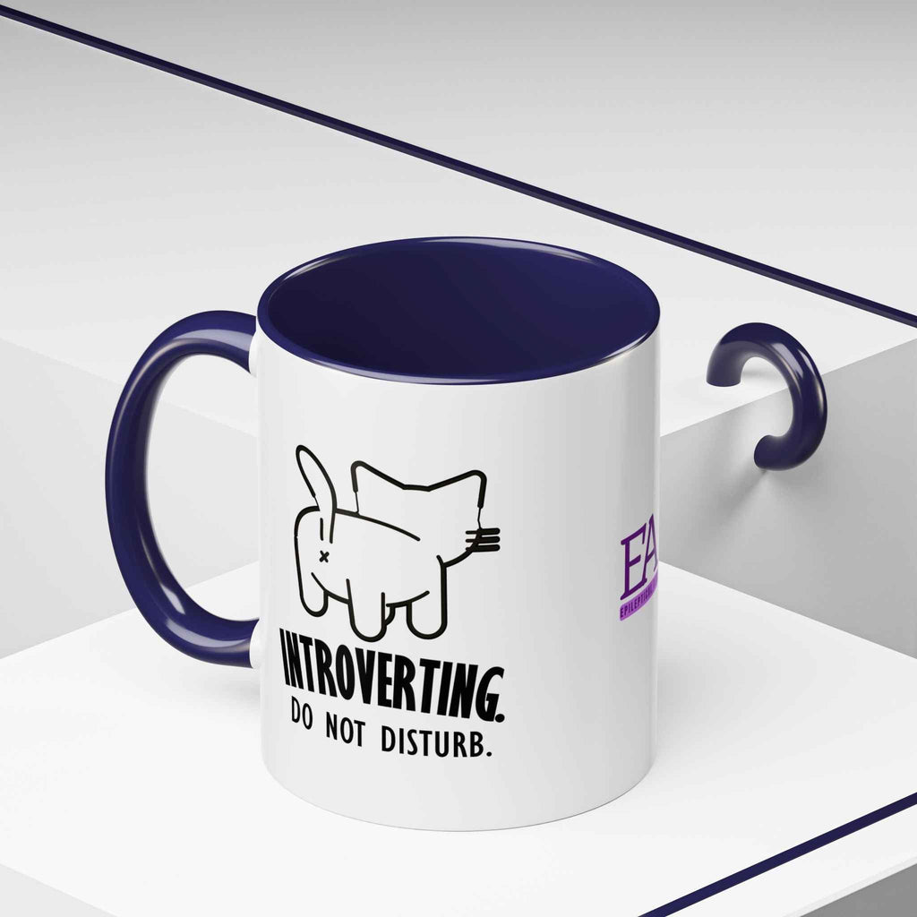 Introverting. Do Not Disturb. Two-Tone Cat Coffee Mug (11oz & 15oz)