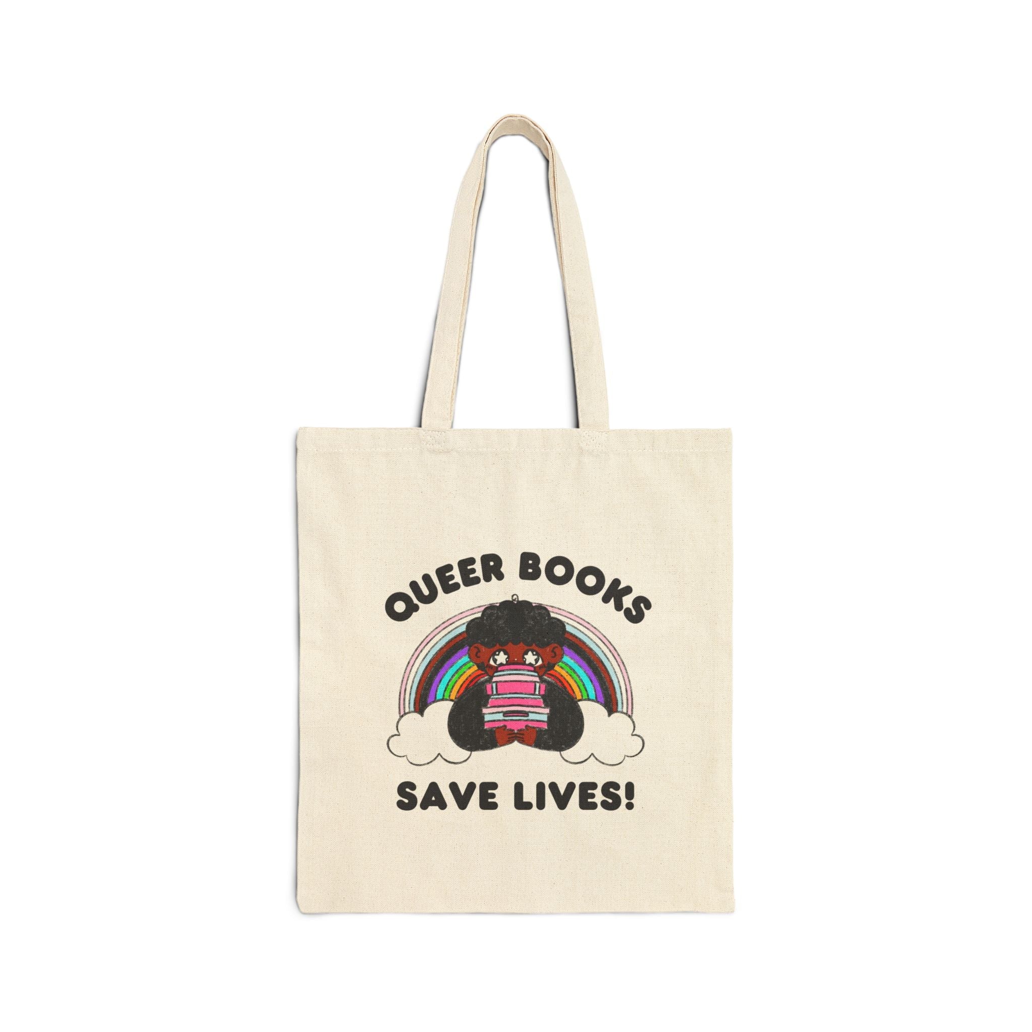 “Queer Books Save Lives!” Pride Book Tote