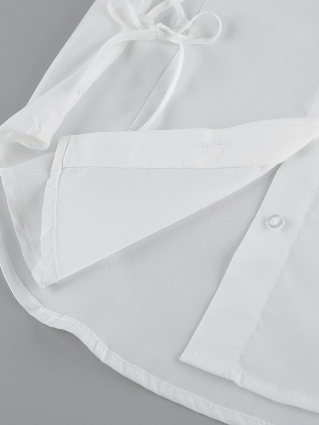 White Side Lace Up Button Up Shirt