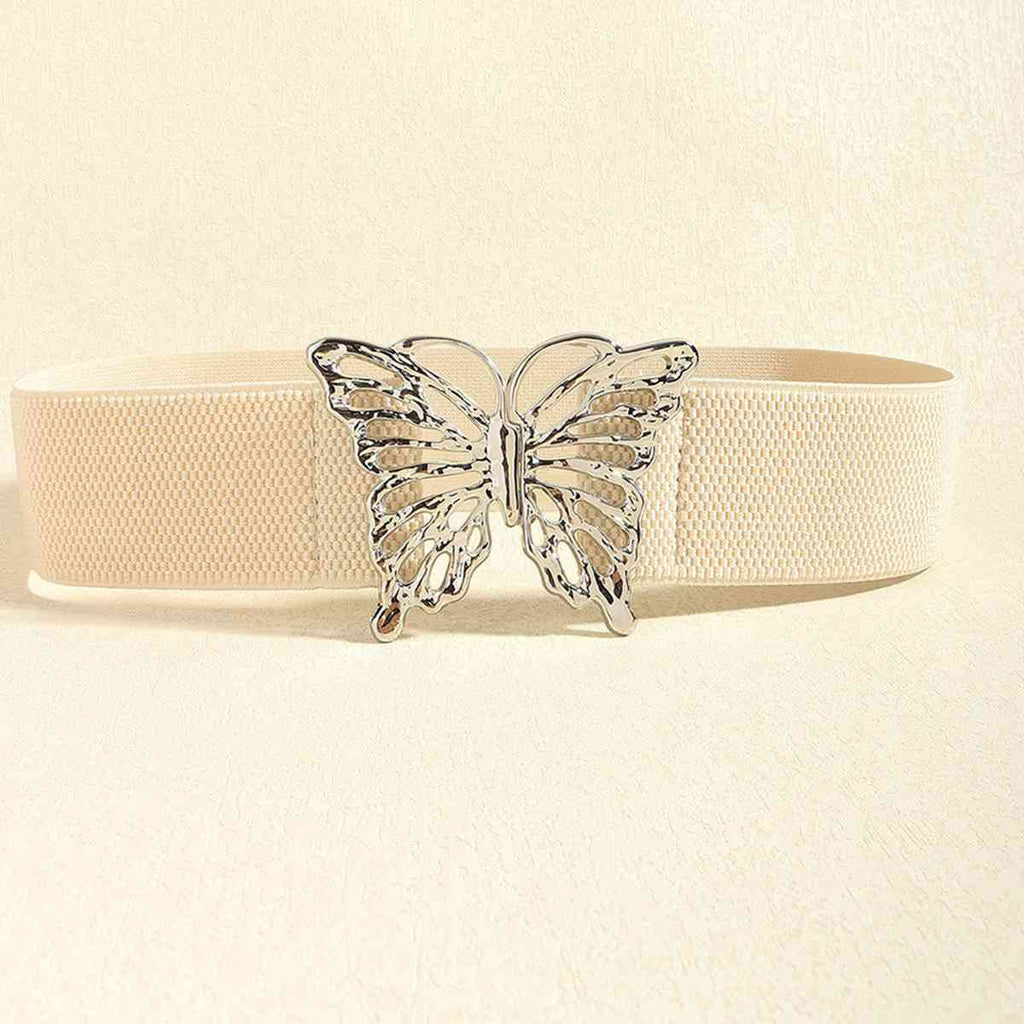 Butterfly Alloy Buckle Elastic Belt See size chart under “more details”