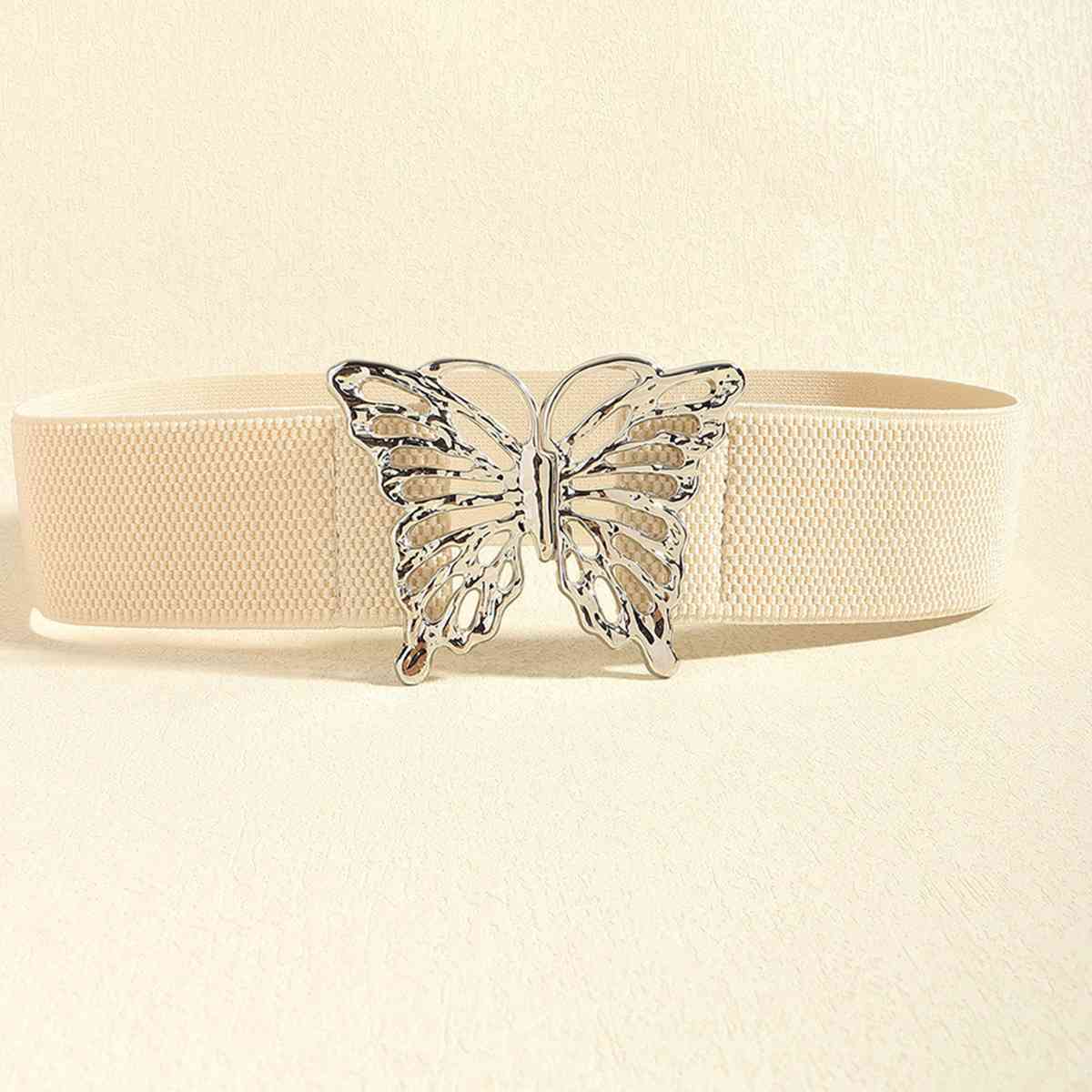 Butterfly Alloy Buckle Elastic Belt See size chart under “more details”