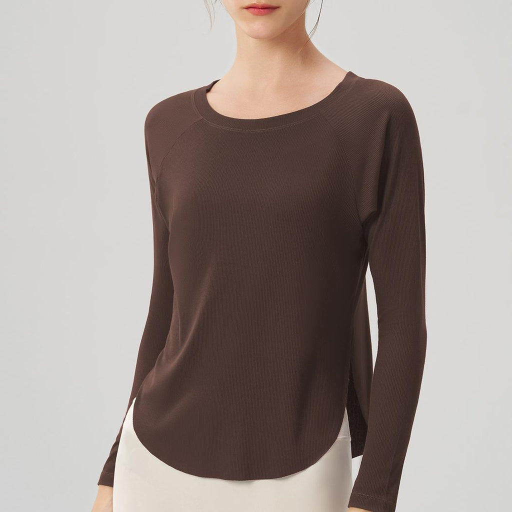 Autumn Nude Feel Yoga Clothes Women Loose Sexy off the Shoulder Yoga Jacket Casual Drape Sports Long Sleeved Top