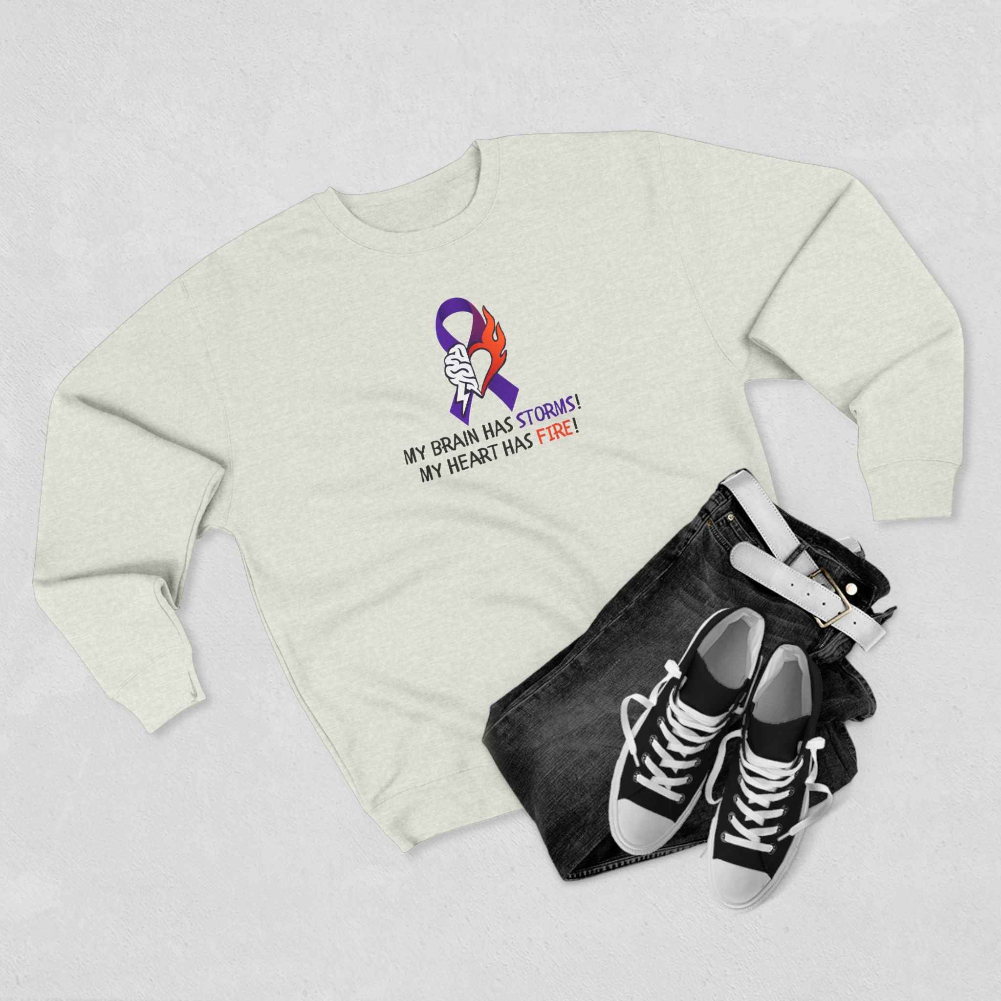 Epilepsy Awareness “Brain Storms & Heart Fire” Unisex Sweatshirt