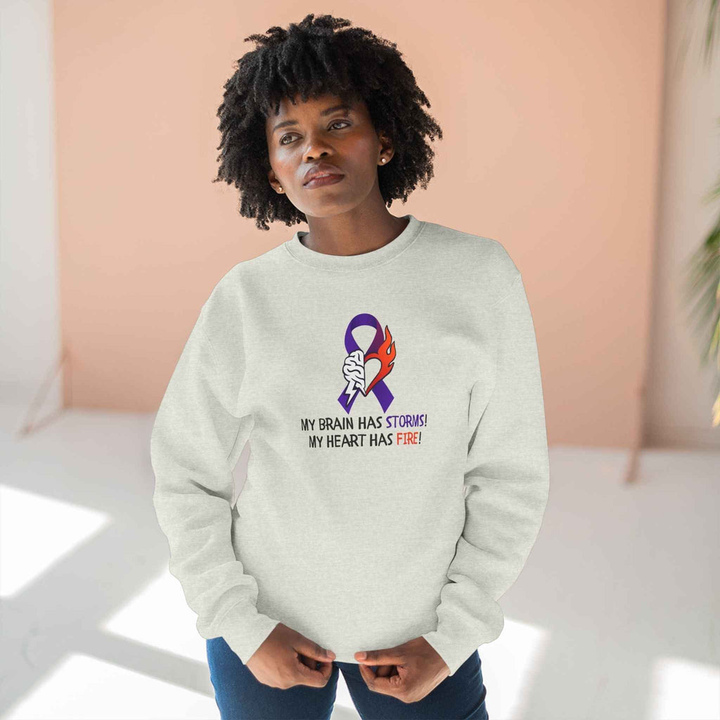 Epilepsy Awareness “Brain Storms & Heart Fire” Unisex Sweatshirt