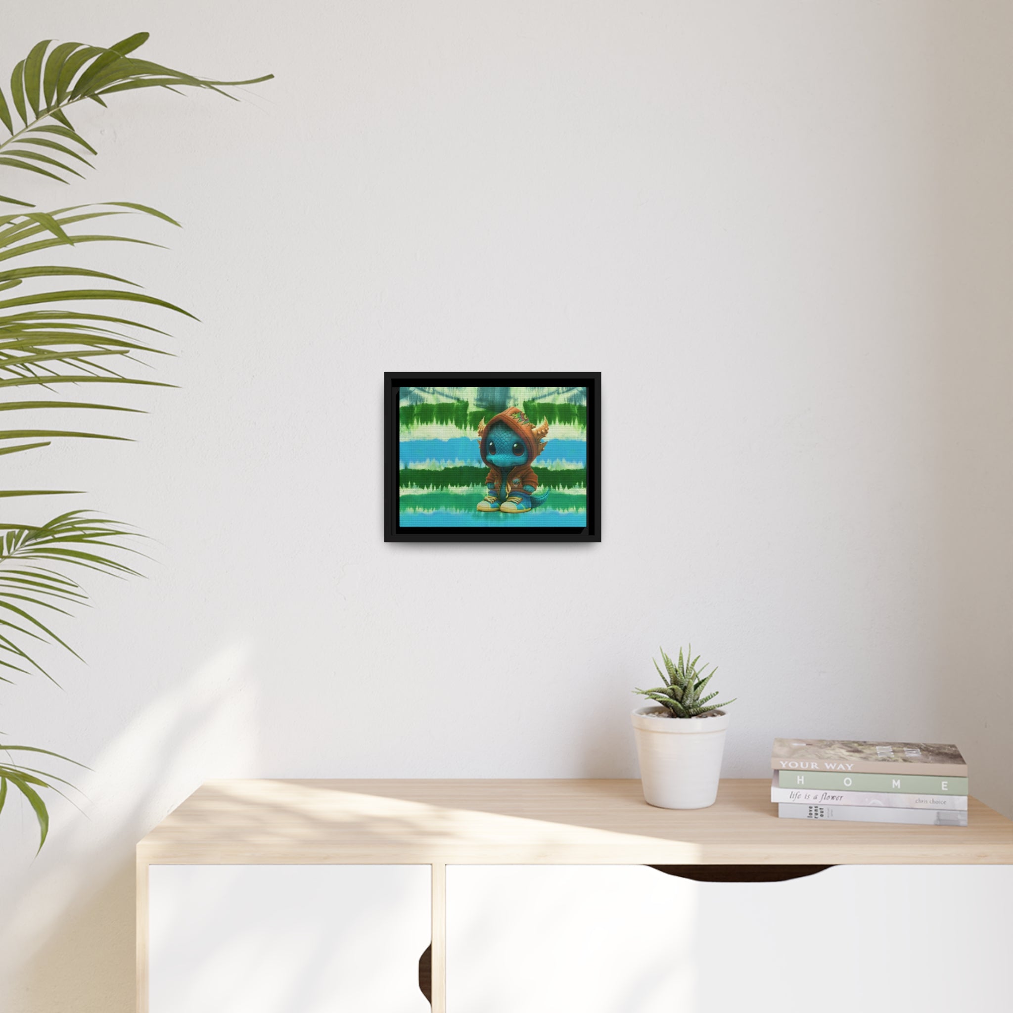 Baby Dragon Jam Aqua Matte Canvas with Black Frame
