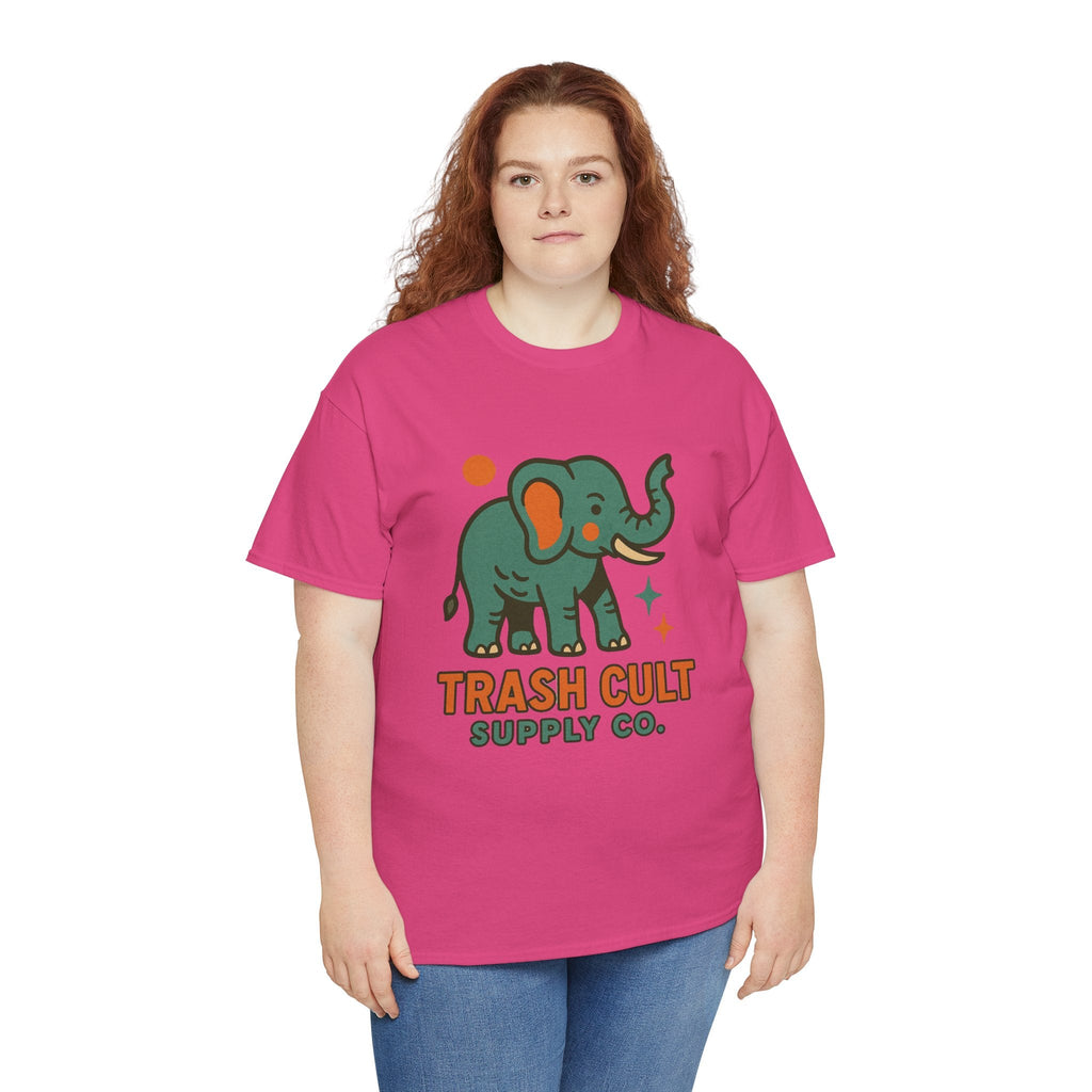 Trash Cult Elephant Unisex Heavy Cotton Tee, Eco-Friendly Shirt, Cool Casual Tee, Gift for Animal Lovers, Vintage Style T-Shirt