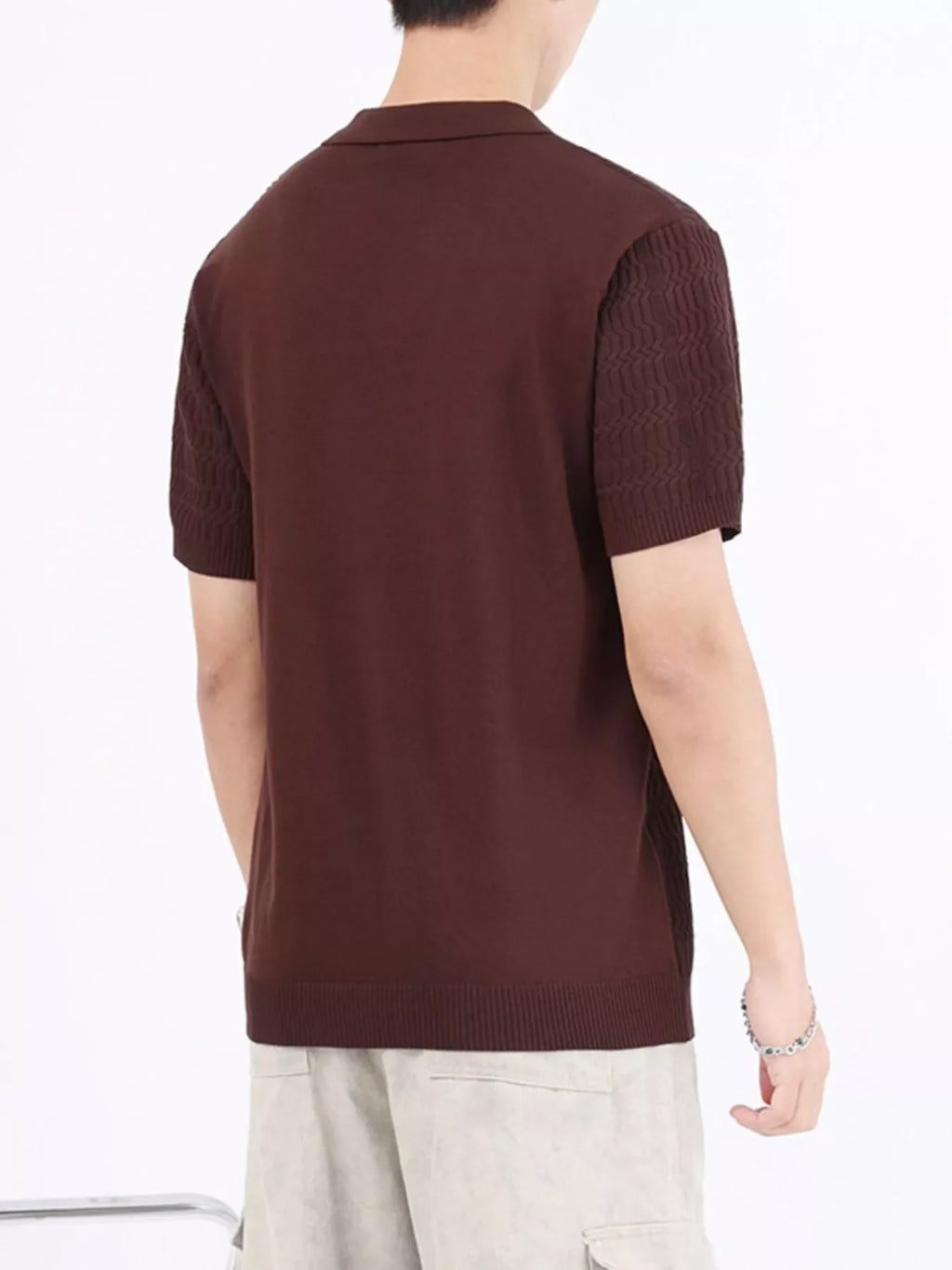 Men's Plus Size Textured Knit Short Sleeve Polo