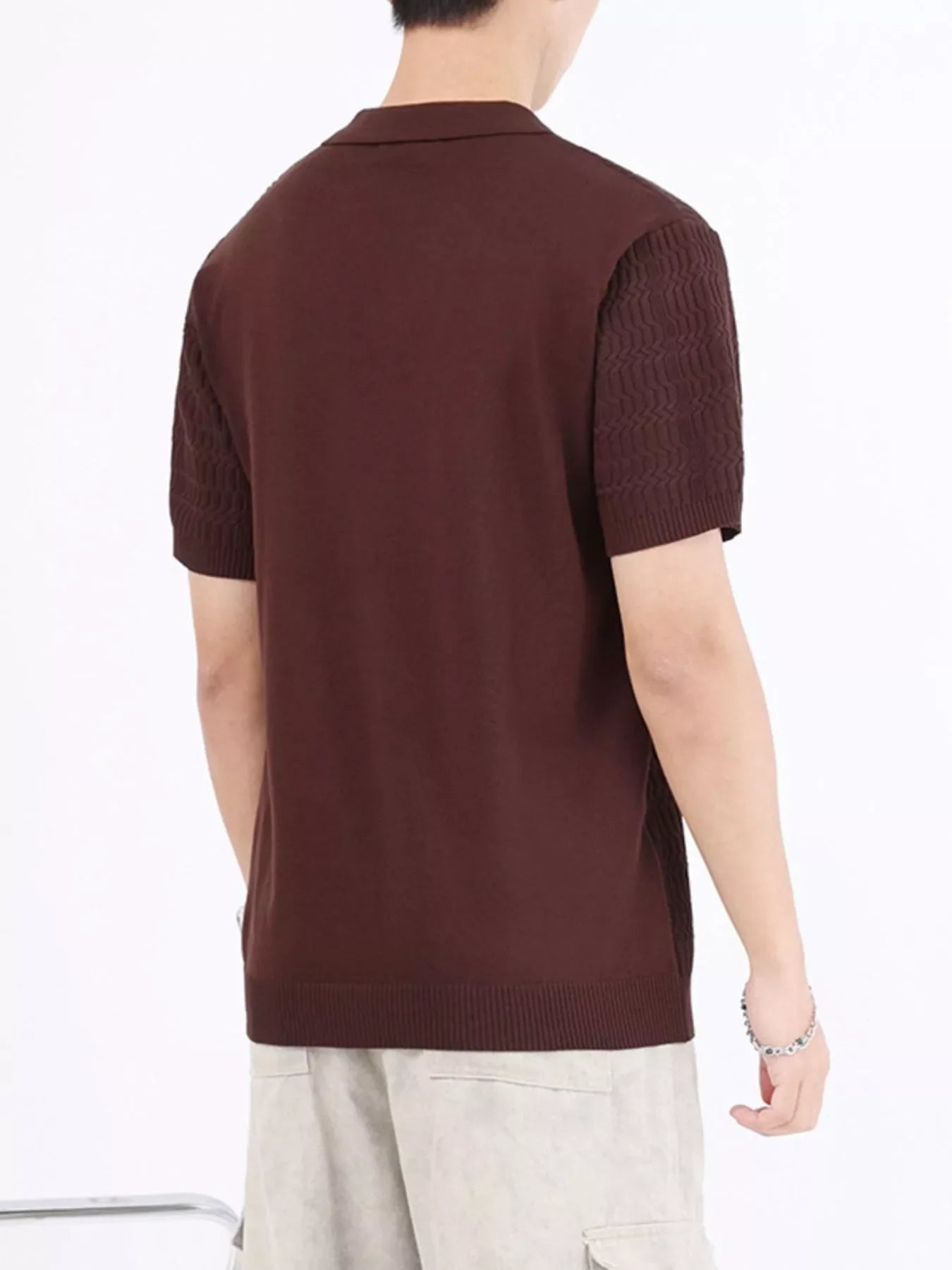 Men's Plus Size Textured Knit Short Sleeve Polo