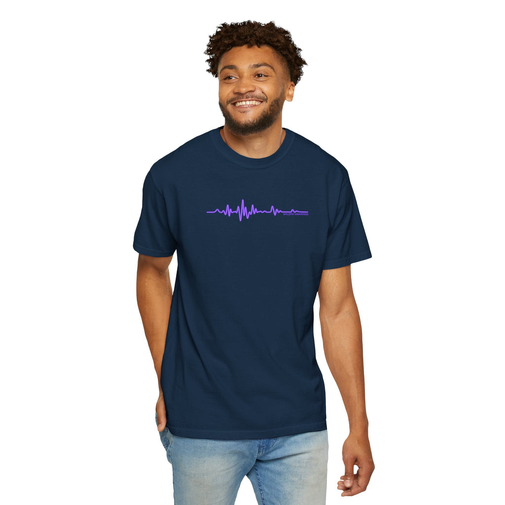 Minimalist Epilepsy Awareness EEG Wave Unisex T-Shirt – Purple Line Design