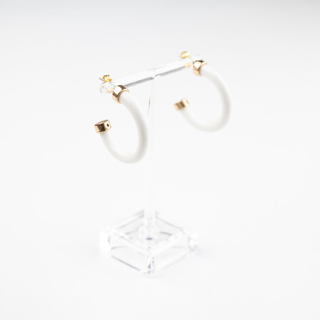 White Mini Hoop Earrings