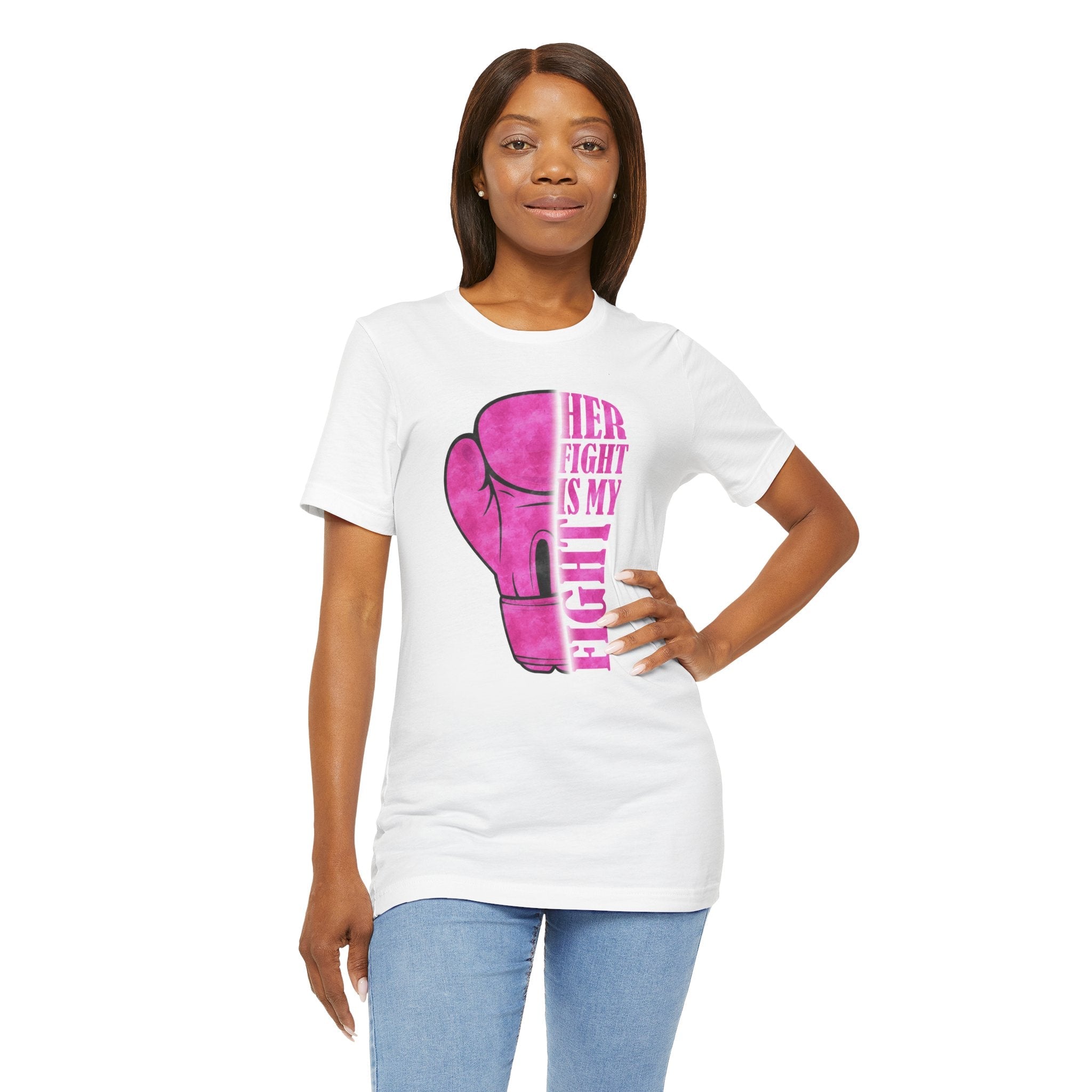 Empowering Fight Tee, Unisex Jersey Short Sleeve Tee, Supportive T-Shirt, Cancer Awareness Shirt, Inspirational Gift, Women's Rights Tee