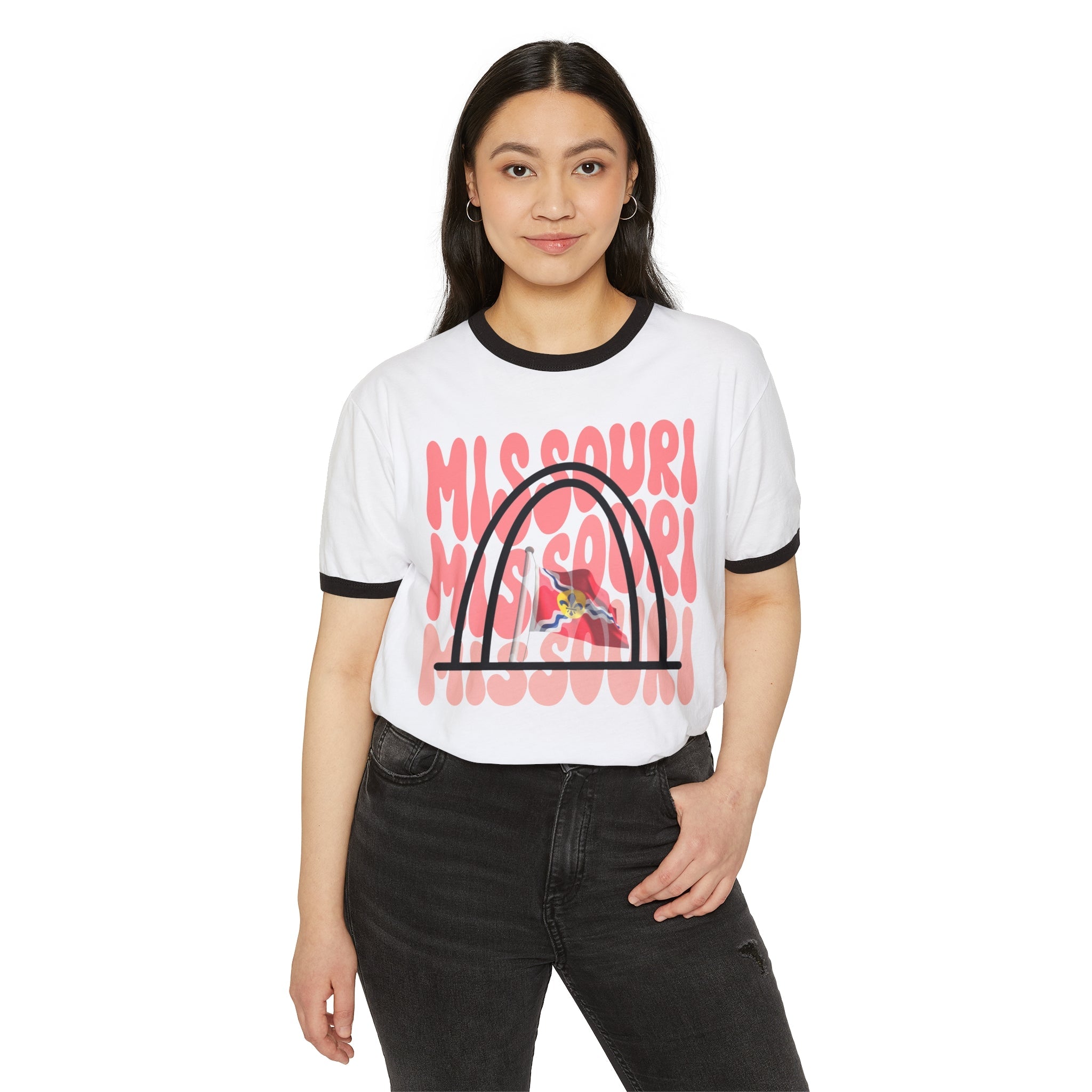 St. Louis Missouri Arch T-Shirt, STL, Saint Louis, Gift for Mom, Gift for Dad Ringer T-Shirt