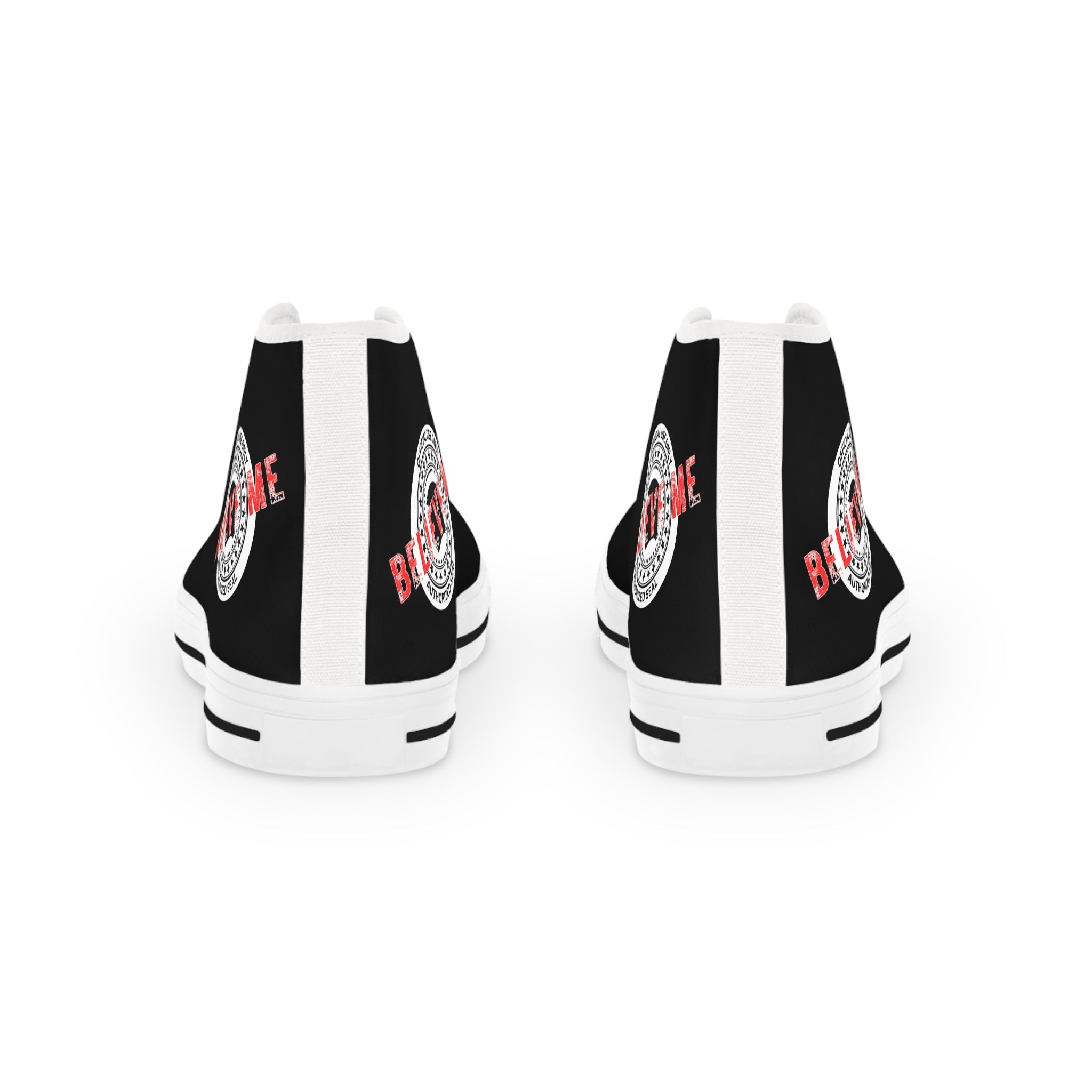 Believe Me Men’s High-Top Sneakers – Political Parody Statement Shoes