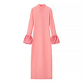 Sexy Half High Collar Patchwork Sleeve Floor Length Dress