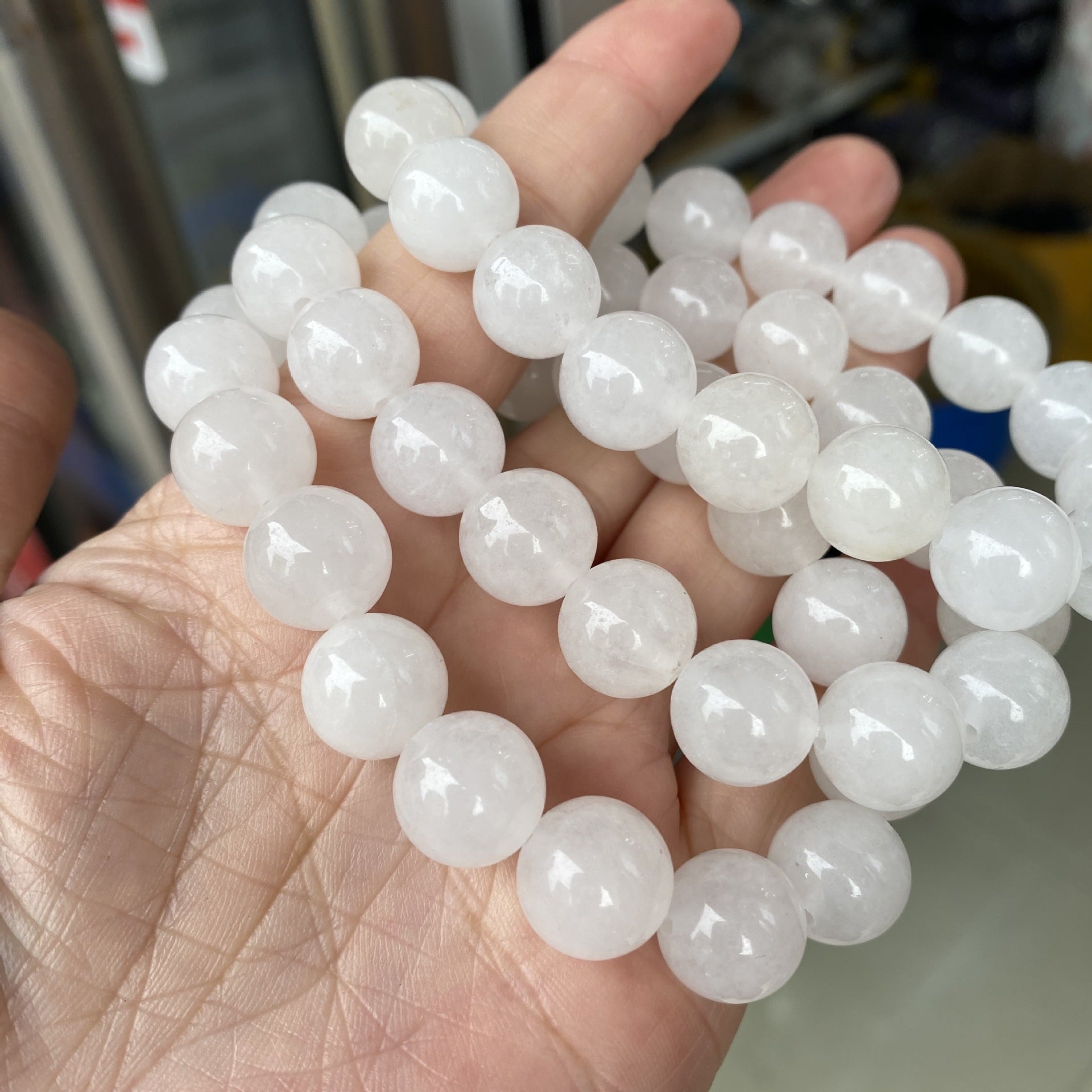 Natural Stone White Jade Single Circle Bracelets