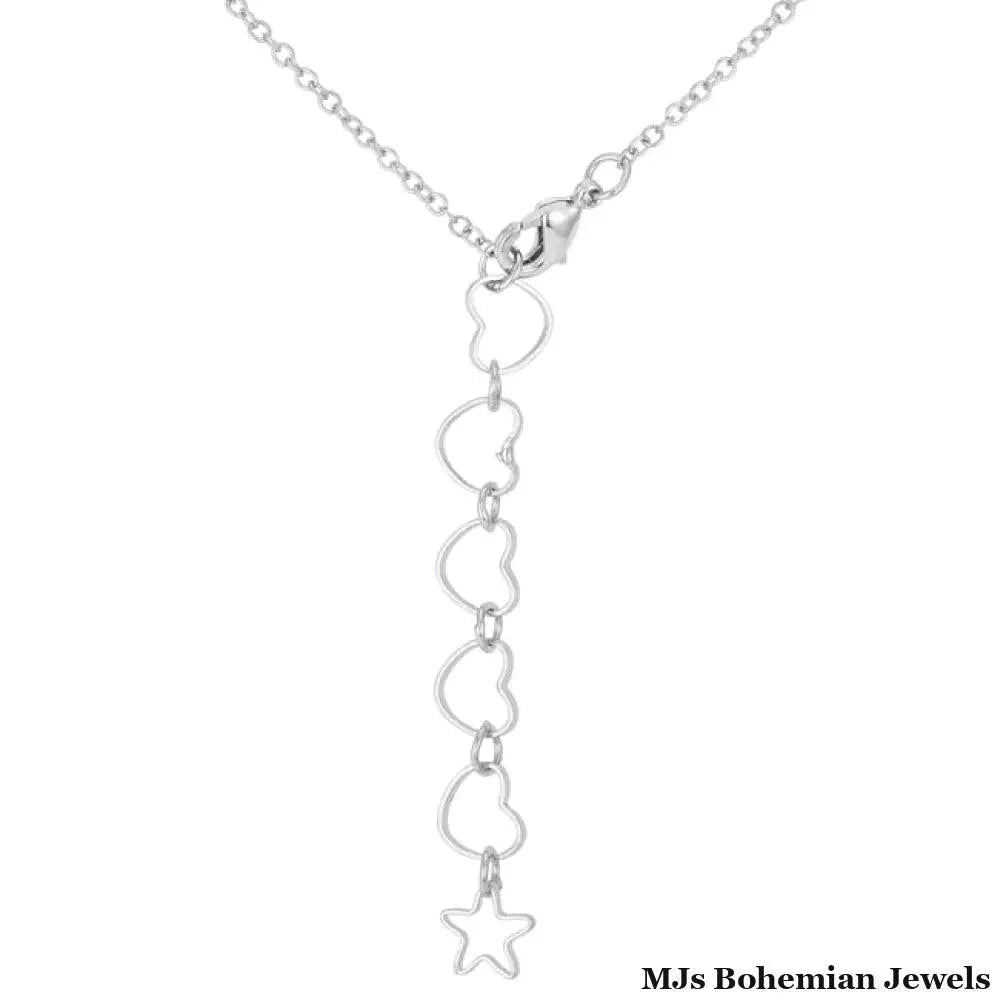.14 Ct Patriotic Winged Heart Necklace with CZ Accents