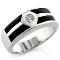 Rhodium Brass Ring with AAA Grade CZ in Clear Size 6