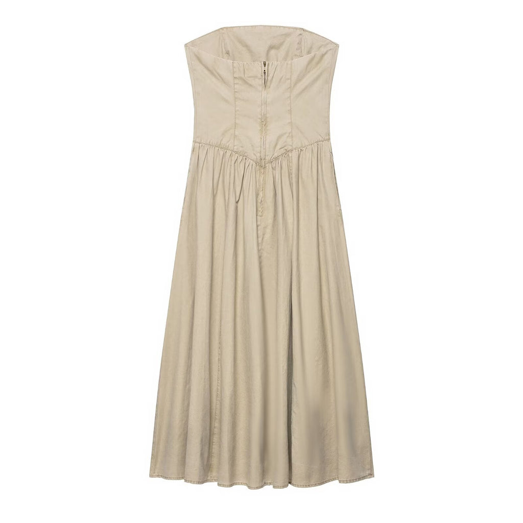 Fall Women Clothing Simple Slim Tube Top Dress