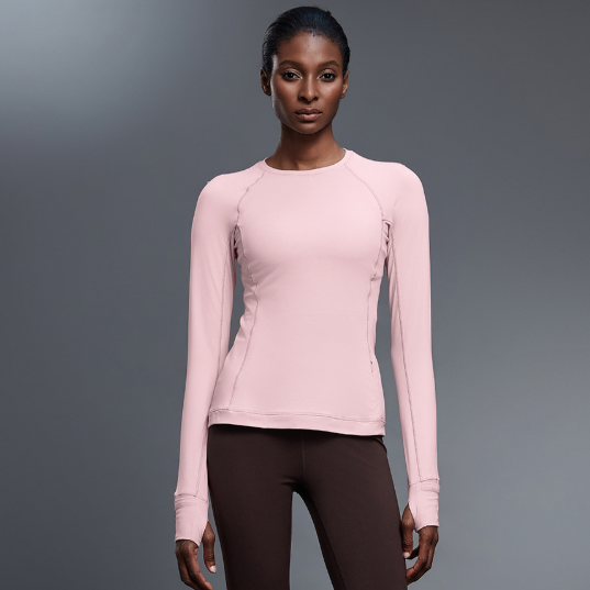 Round Neck Exercise T shirt Women Stretch Tight Long Sleeve Yoga Wear Running Training Workout Clothes Top Autumn