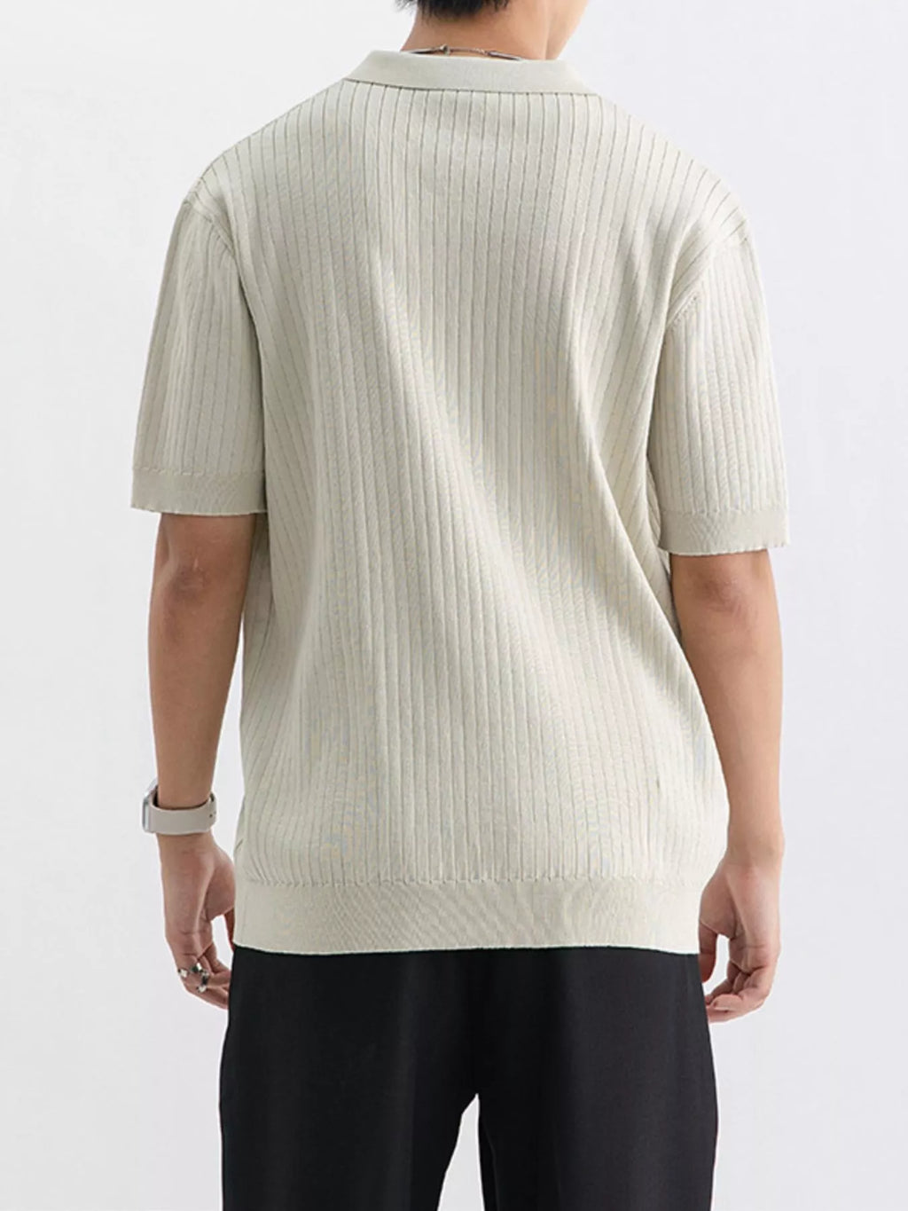 Men's Plus Size Ribbed Knit Short Sleeve Polo