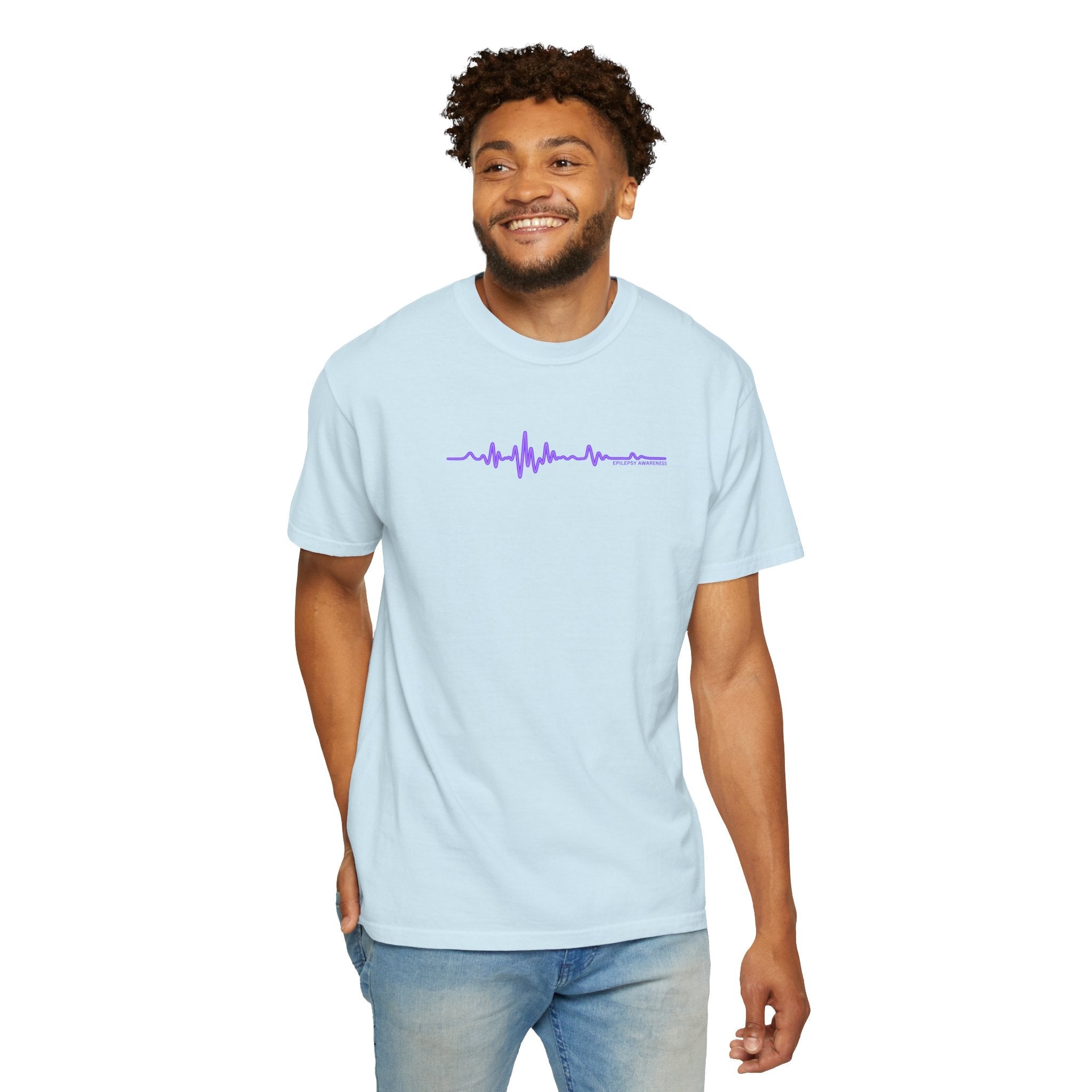 Minimalist Epilepsy Awareness EEG Wave Unisex T-Shirt – Purple Line Design