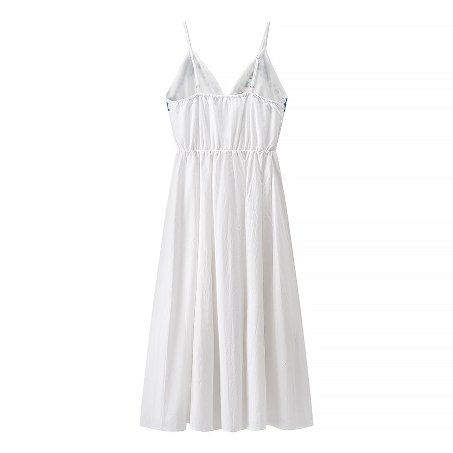 Autumn Embroidery Heavy Industry Sweet Fresh Robe Vacation Beach Vest Maxi Dress