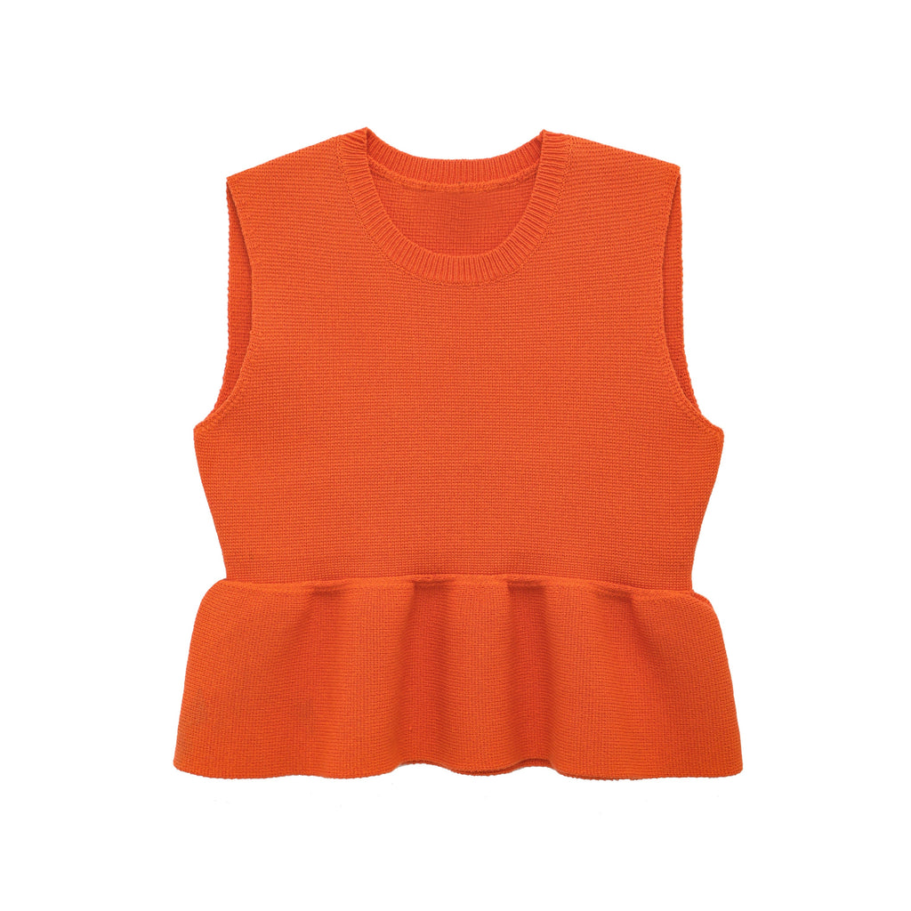 Spring Women Clothing Design Cropped Short Top Hem Knitted Top