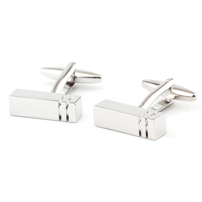 Men's Rectangular Glossy Metal Cufflinks