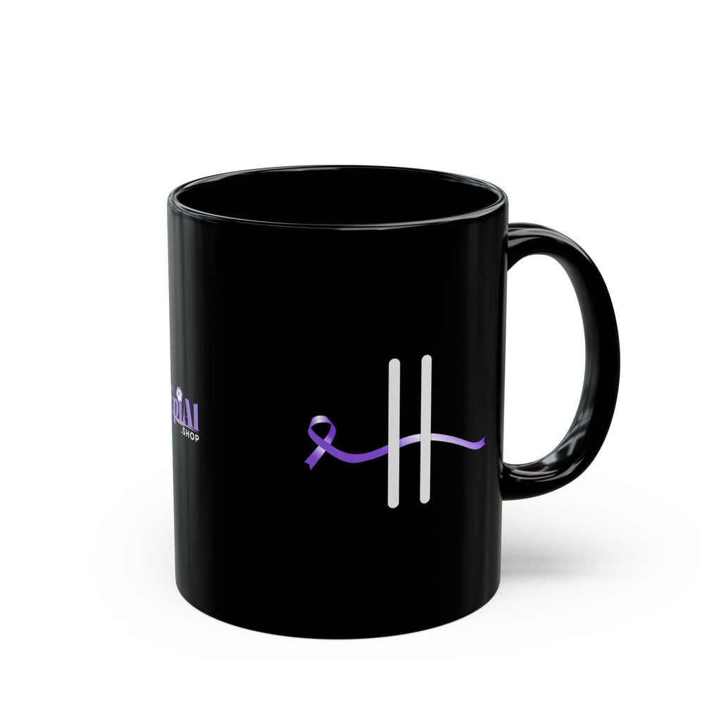 Pause for Epilepsy Awareness Purple Ribbon Black Ceramic Mug (11oz & 15oz)