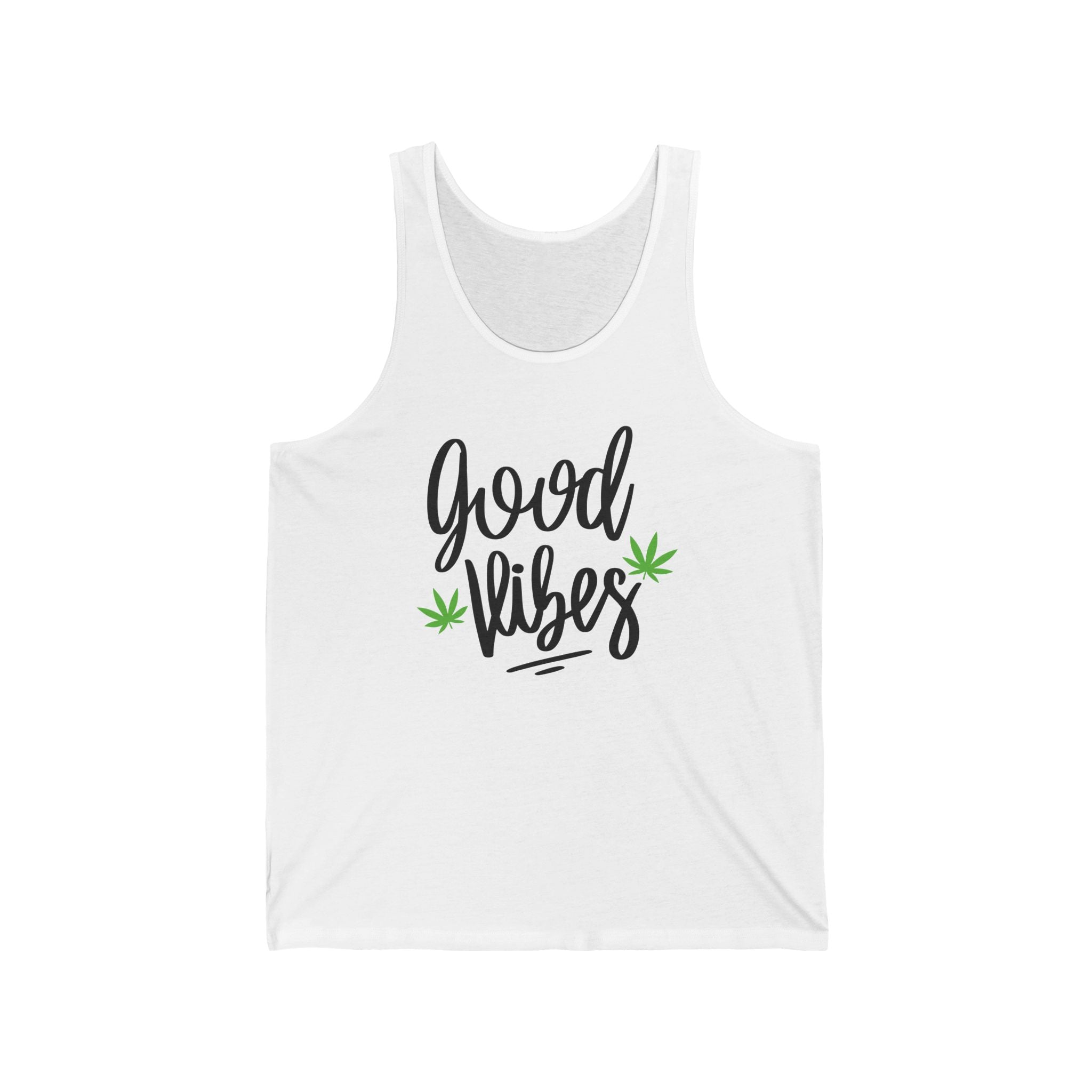 Good Vibes Marijuana Leaf Jersey Tank Top